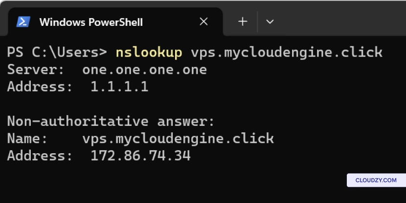 nslookup server IP address