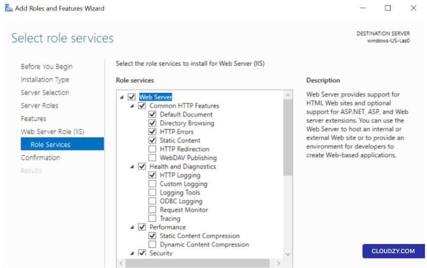 Select Role Services