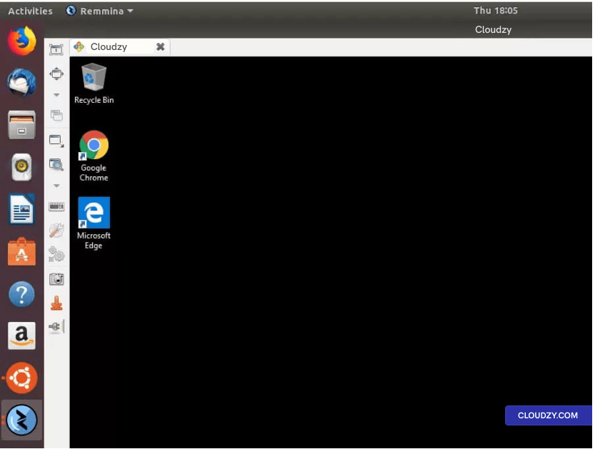 Desktop after successful connection