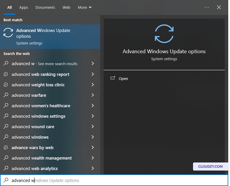 Advanced Windows Update options