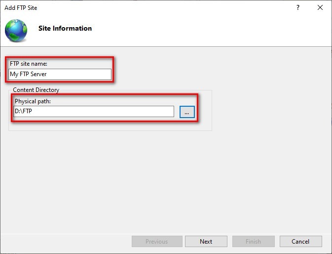 configure an FTP server on Windows 10