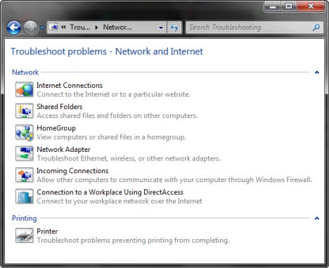 Network adapter troubleshooting windows 7