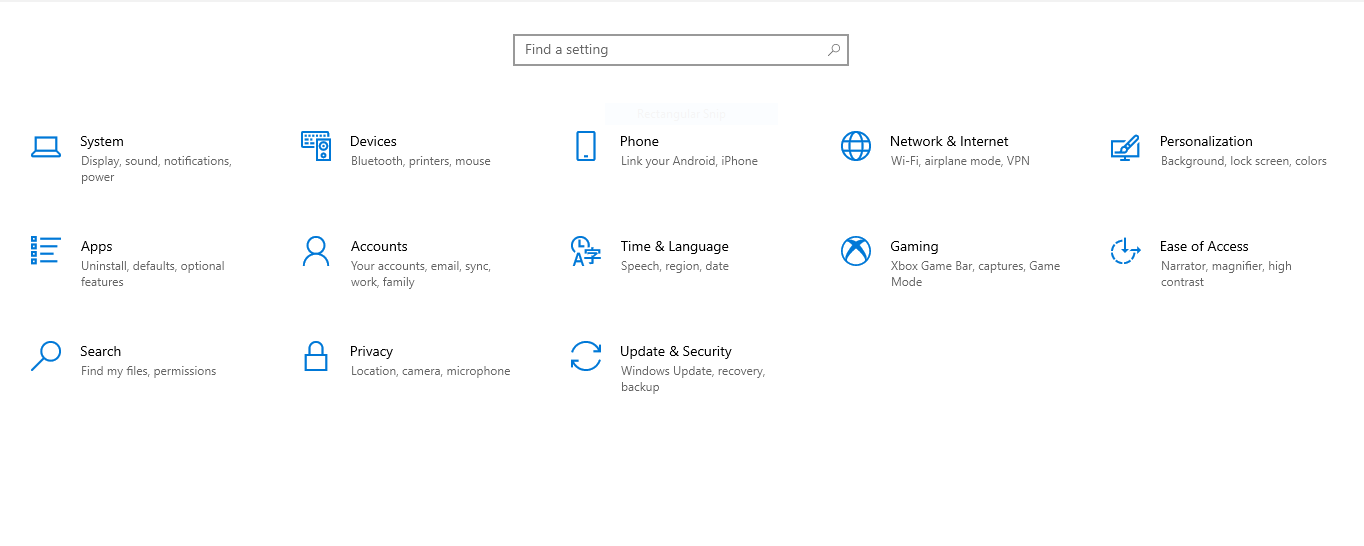 windows setting