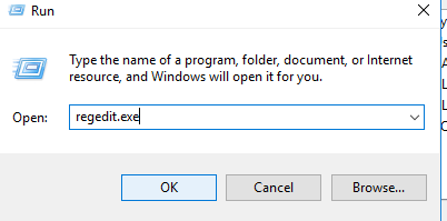 type regedit.exe