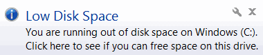 low disk space