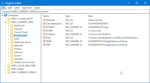 [Screenshot of the Registry Editor]