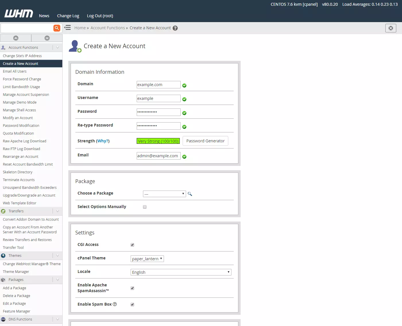 create a new cpanel